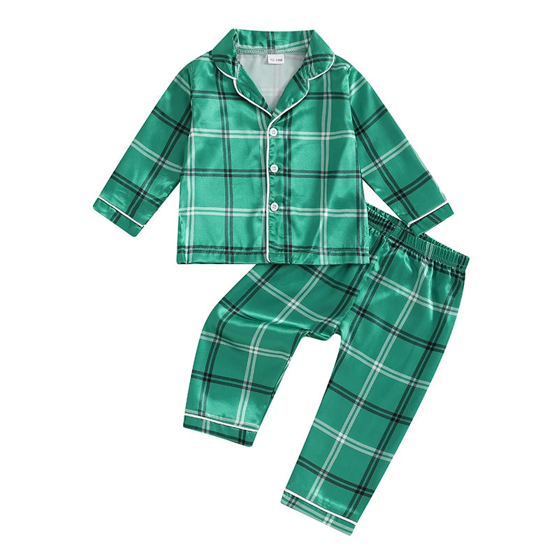 Kids’ Green Plaid Christmas Pajama Set