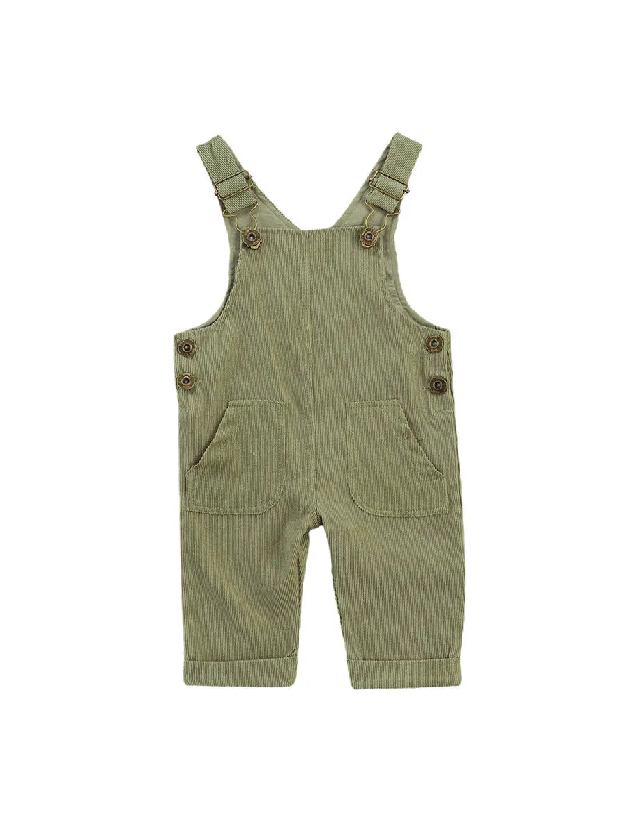Baby Wearing Navy Blue Suspender Pants Jumpsuit