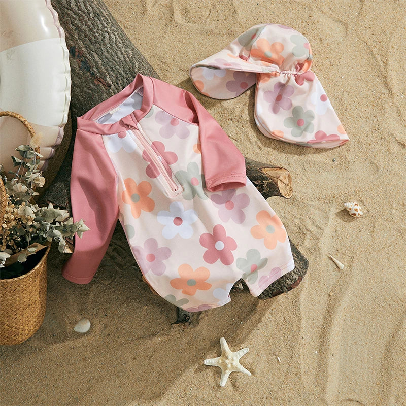 Floral Zip-Up Swimwear Set