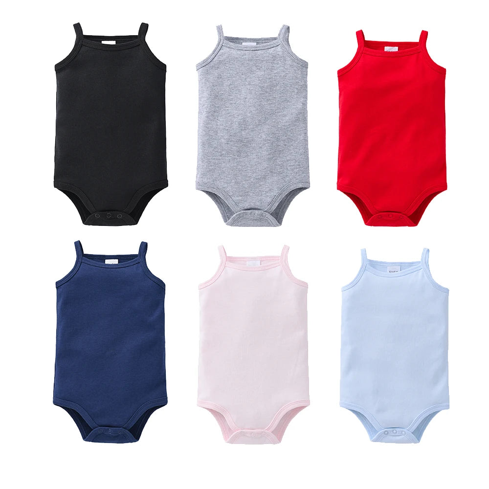 Solid White Sleeveless Baby Bodysuit Set