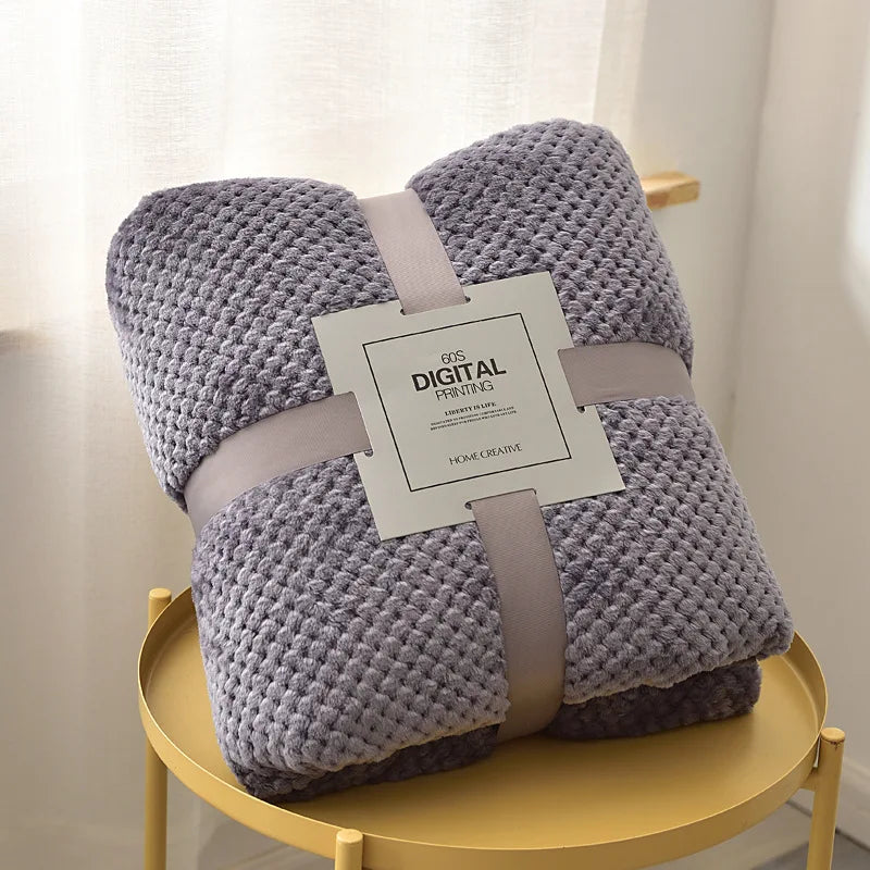 Soft fleece baby blanket in light blue color
