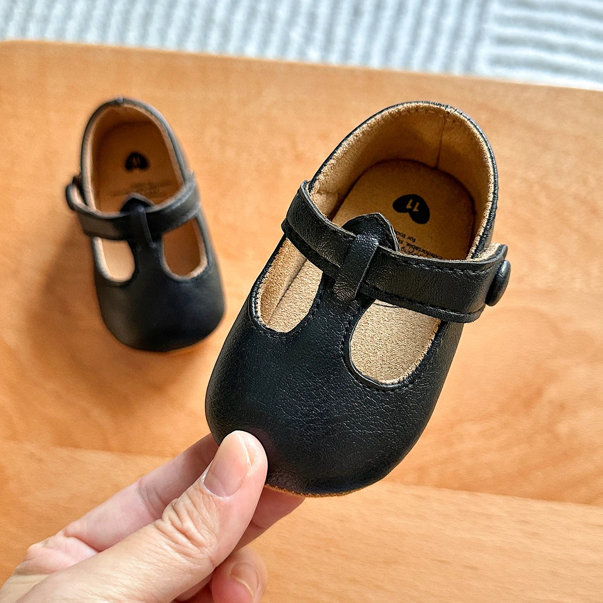 Black Soft Sole Baby First Walkers