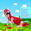 Child wearing red fox animal costume set with hat, vest, shorts, gloves, and shoe covers