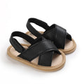 Black Cross-Strap soft sole baby sandals