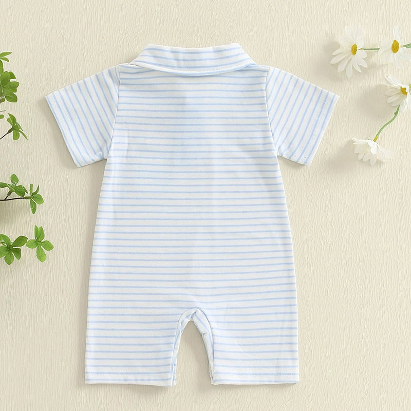 Fairway Stripe Polo Romper, product view 6
