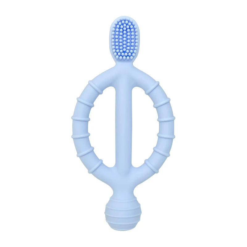 Baby chewing on Silicone Teething Ring