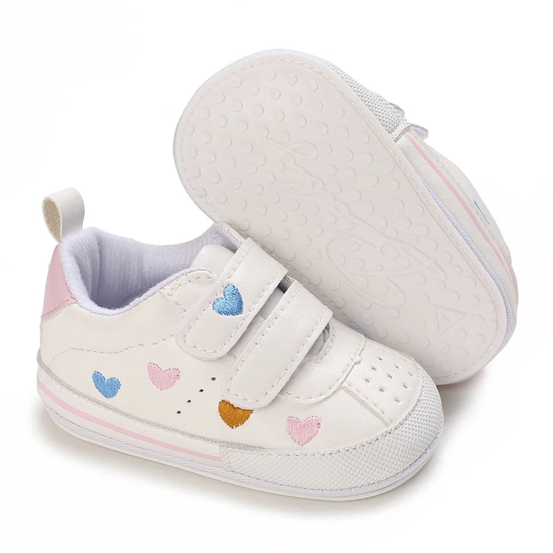 Multicolor Heart Velcro Little Steps baby sneakers