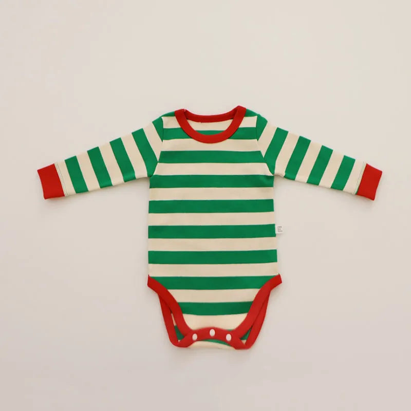Christmas Stripe Bodysuit & Pants Pajama Set