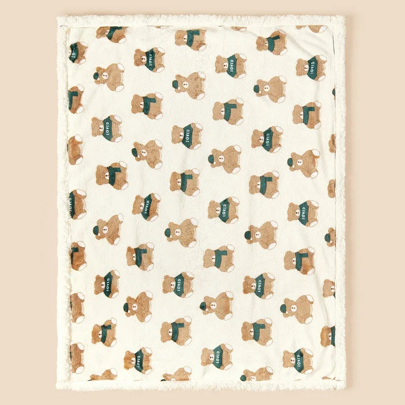Rabbit pattern Flannel Lamb Fleece Baby Blanket