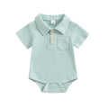 Waffle Knit Polo Bodysuit short sleeves detail