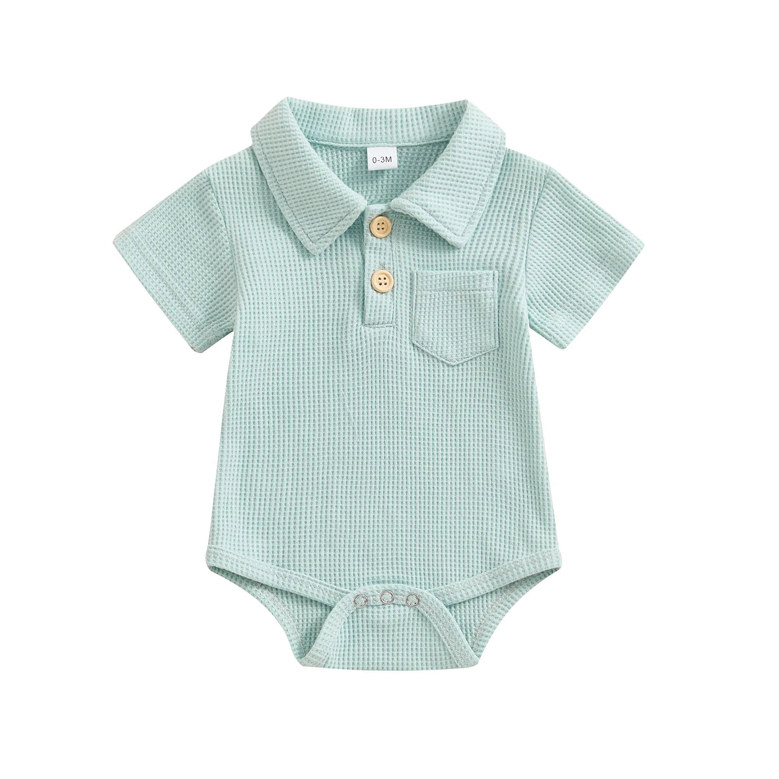 Waffle Knit Polo Bodysuit short sleeves detail