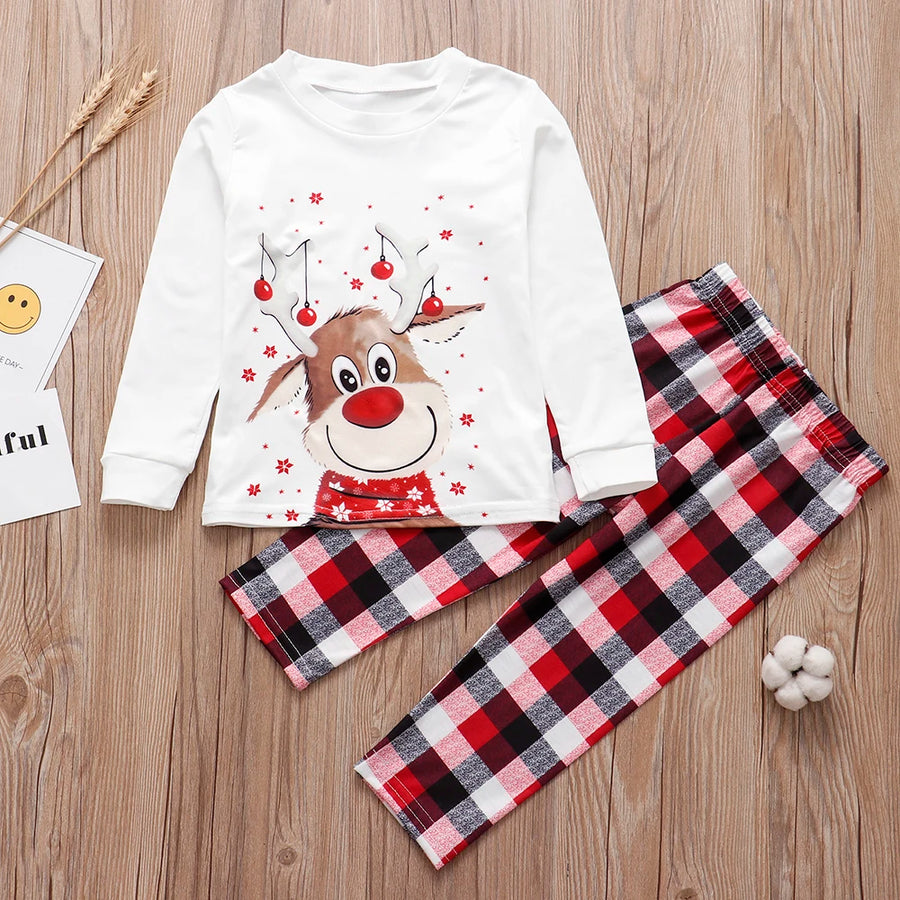 Reindeer & Buffalo Plaid Family Christmas Pajamas