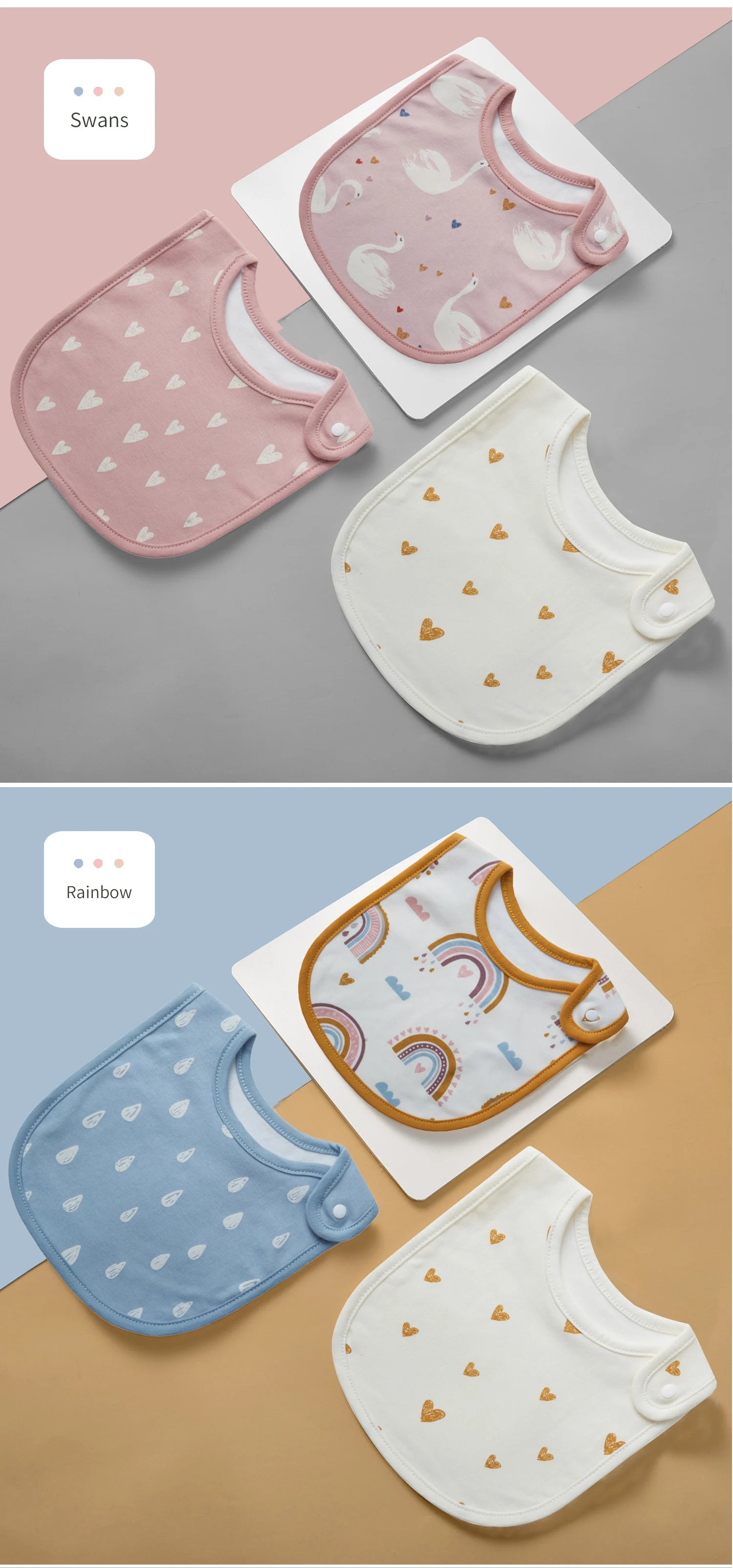Everyday Cotton Bib Set – 3 Pack - Swans