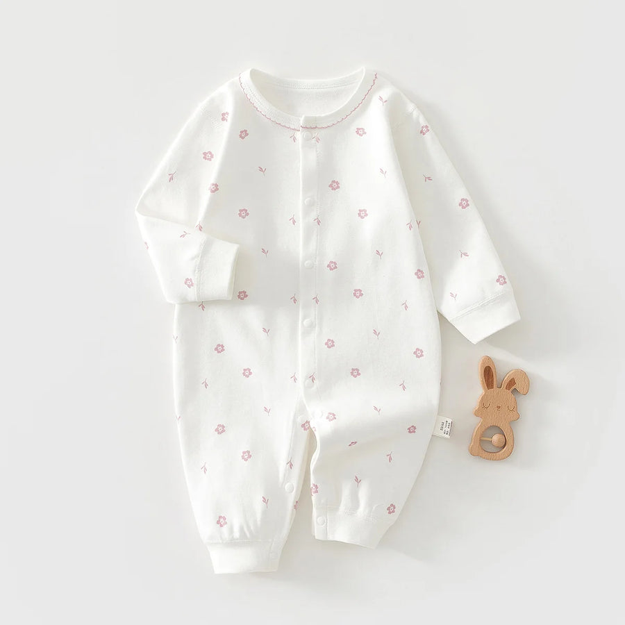 Charming Baby Romper for Spring & Fall, Soft Pure Cotton Onesie, Princess & Prince Style, Perfect Crawling Suit.
