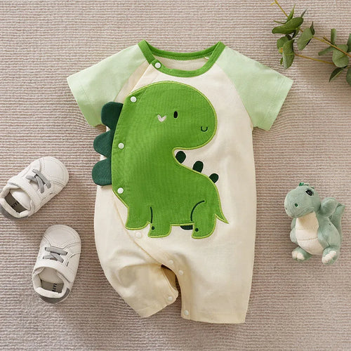 Animal Print Cotton Baby Romper front view