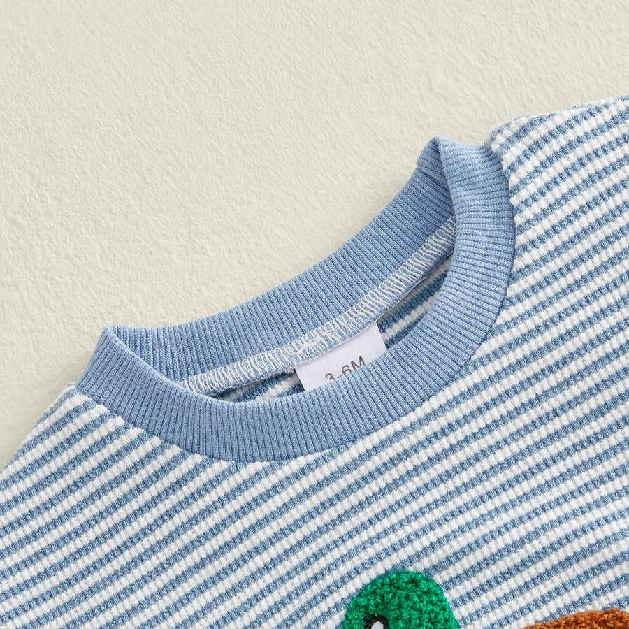 Duck Embroidery Stripe Bodysuit, product view 5