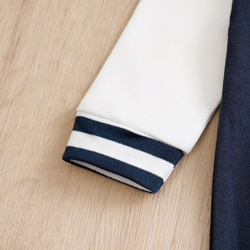 Close-up of Baseball embroidery detail on Blue Baby Romper