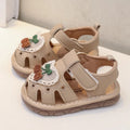 Khaki squeaky baby sandals with hook-and-loop straps