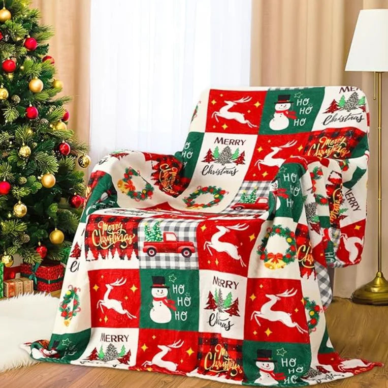 Christmas Patchwork Christmas Throw Blanket