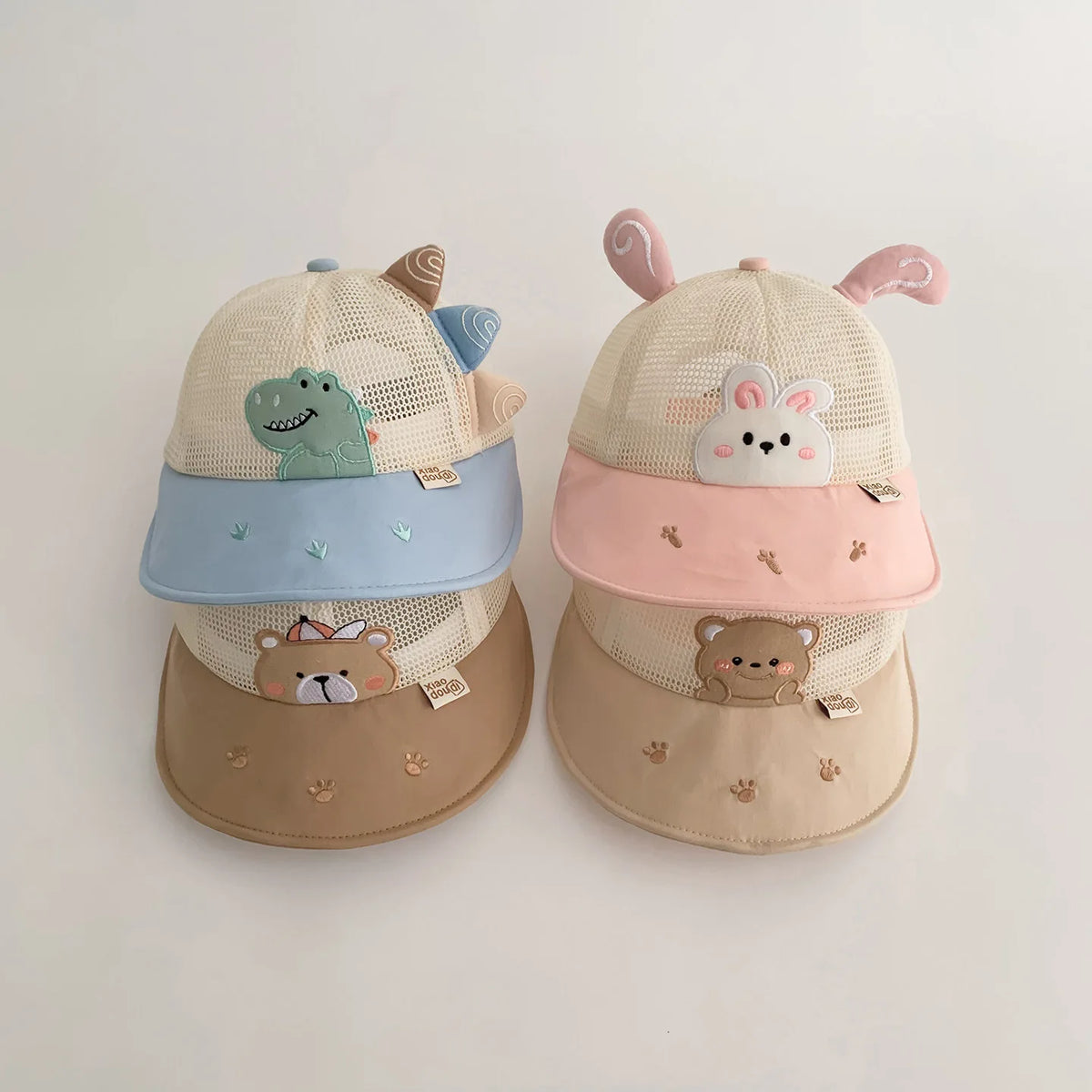 Animal Pattern Baby Baseball Cap with playful 3D ears and mesh panel for airflow