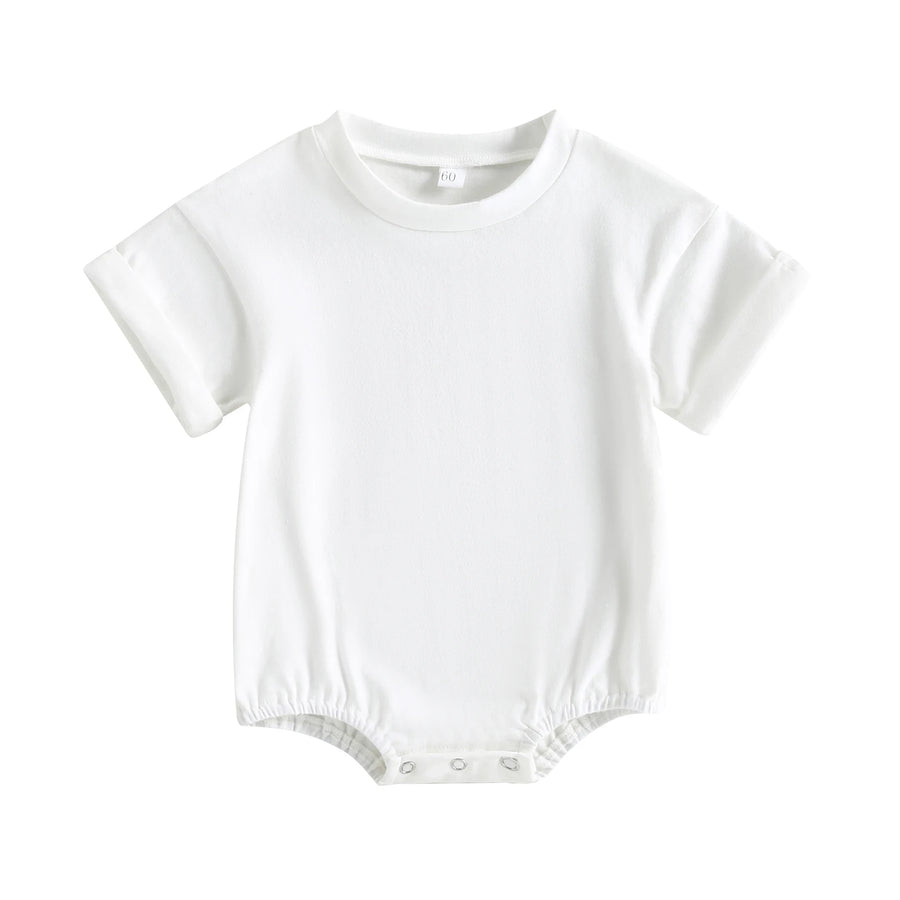 Short Sleeve Solid Color Infant Bodysuit Jumpsuit