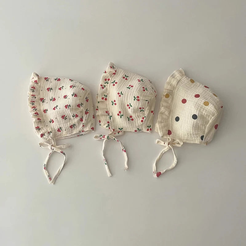 Side view of Floral Ear Protection Baby Hat