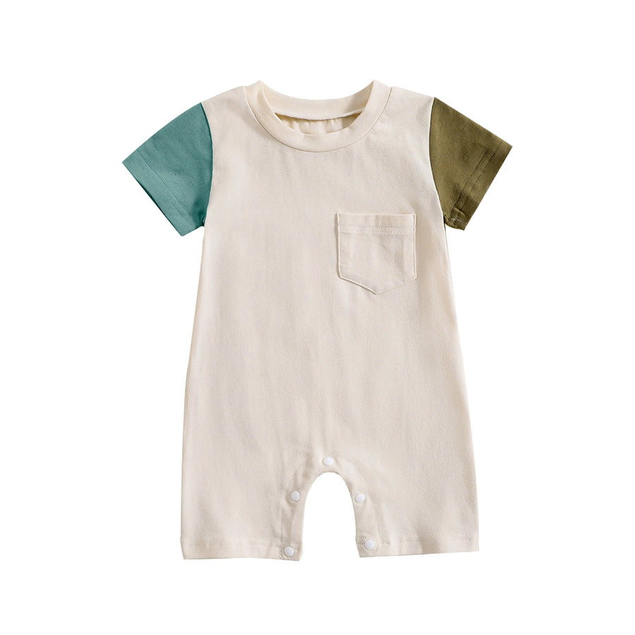 Contrast Color Short Sleeve Romper, product view 8