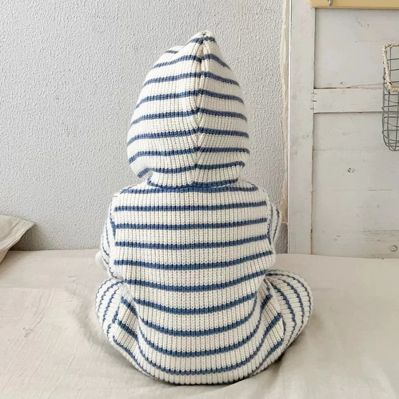 Striped Knit Romper side view highlighting knit texture