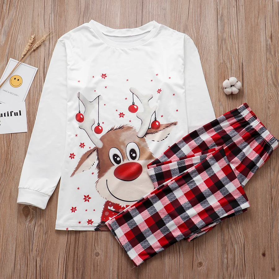 Reindeer & Buffalo Plaid Family Christmas Pajamas