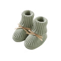 Sage Ribbon-Tie knitted baby booties