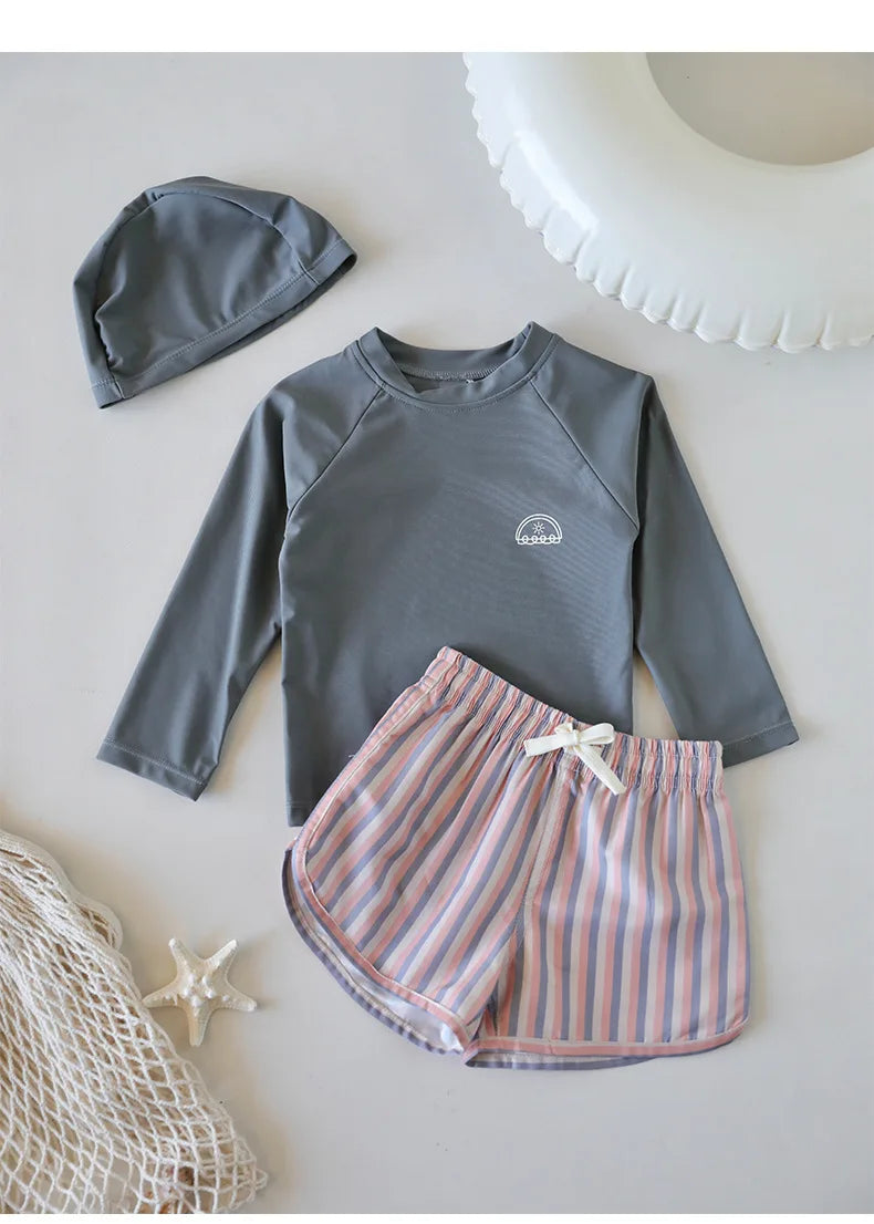 Printed Long Sleeve Swimwear Set for Toddlers
