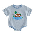 Duck Embroidery Stripe Romper