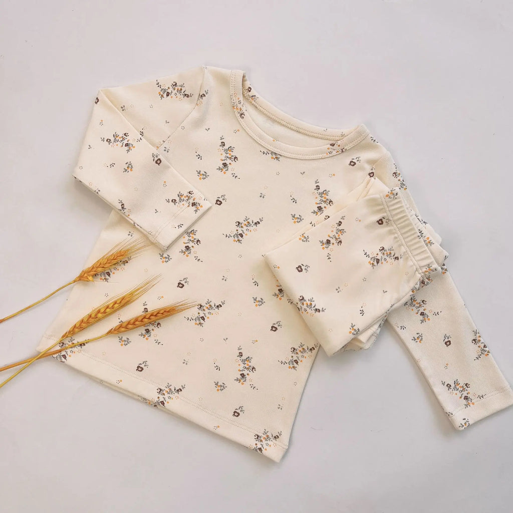 Floral Print Baby Pajama Set detail of fabric