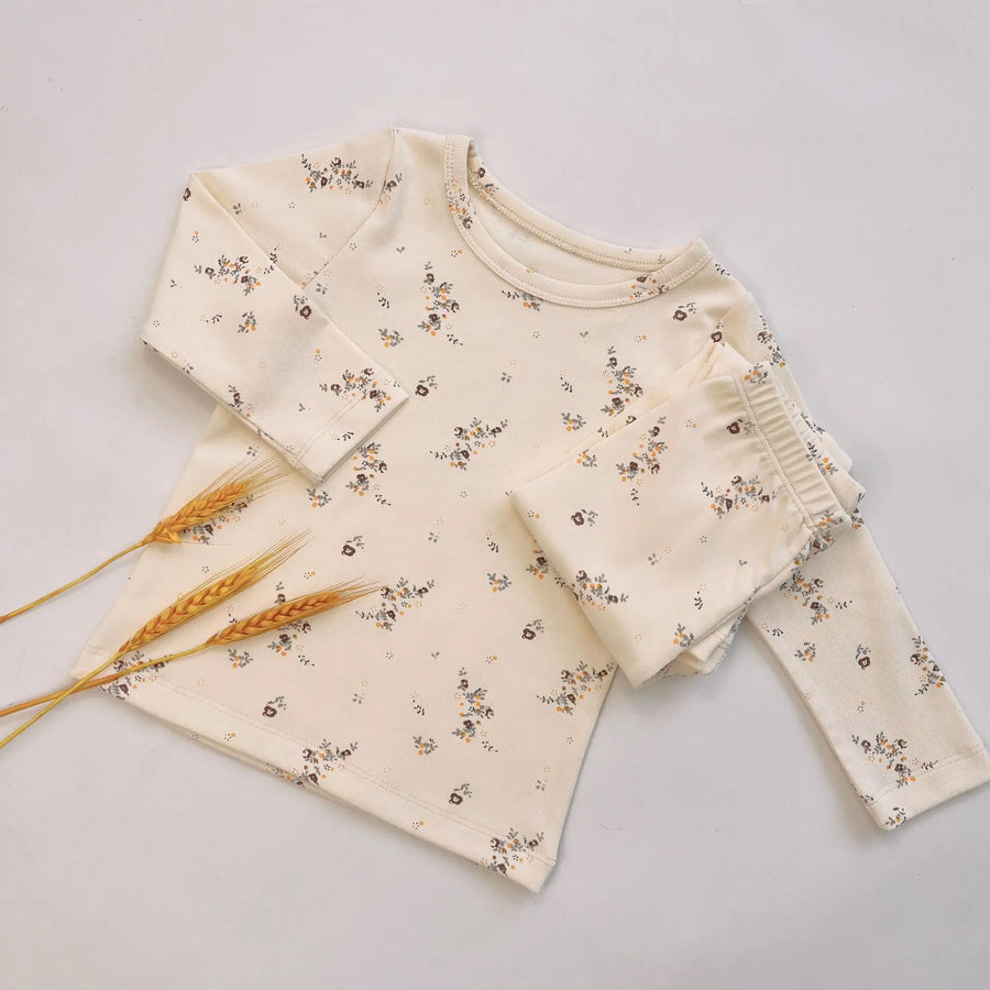 Floral Print Baby Pajama Set detail of fabric