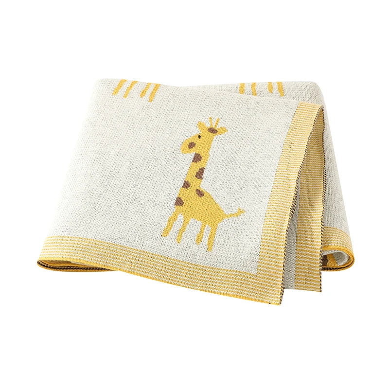 Giraffe Knit Baby Blanket - Beige