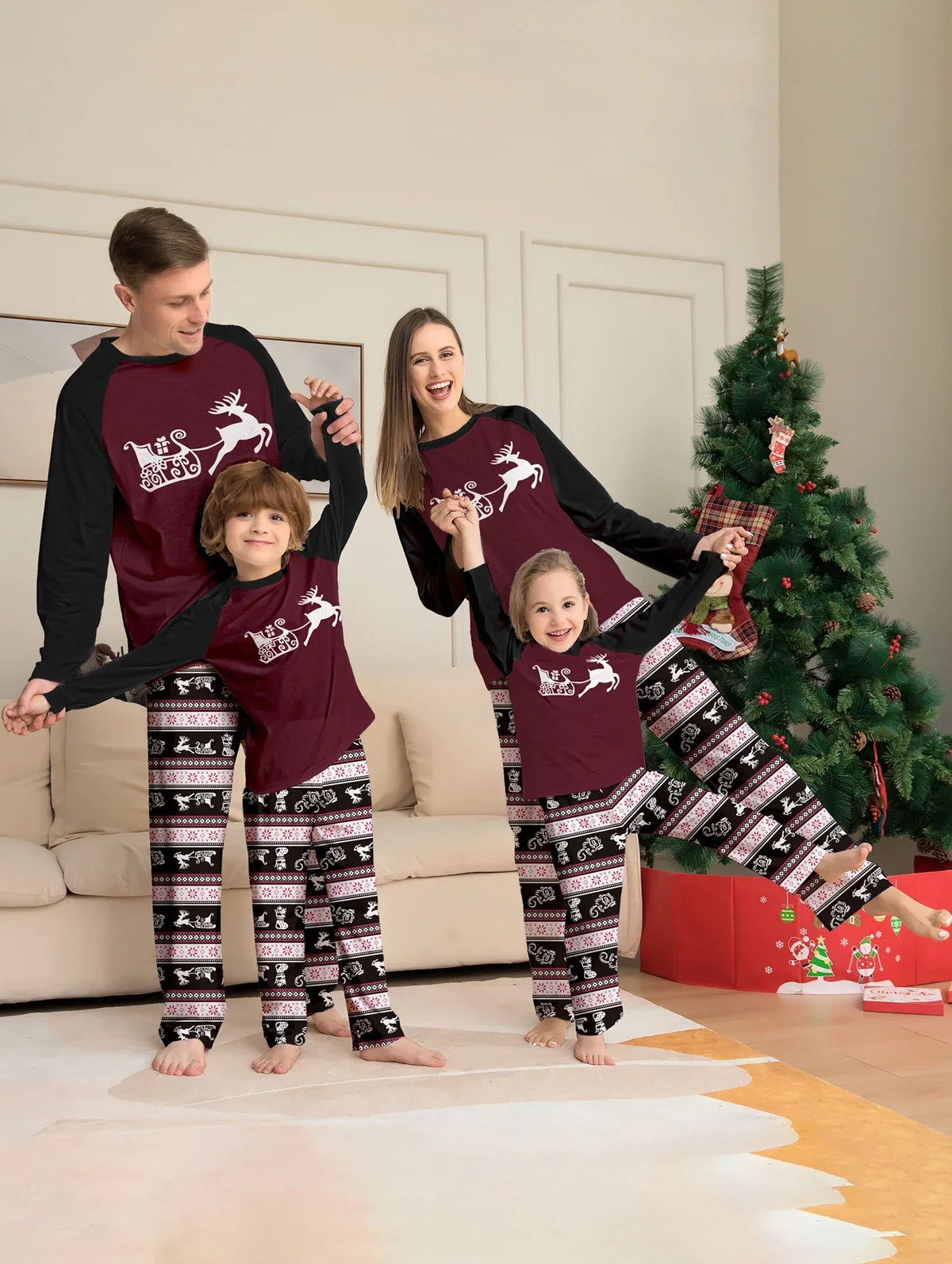 Cranberry Reindeer Family Christmas Pajamas