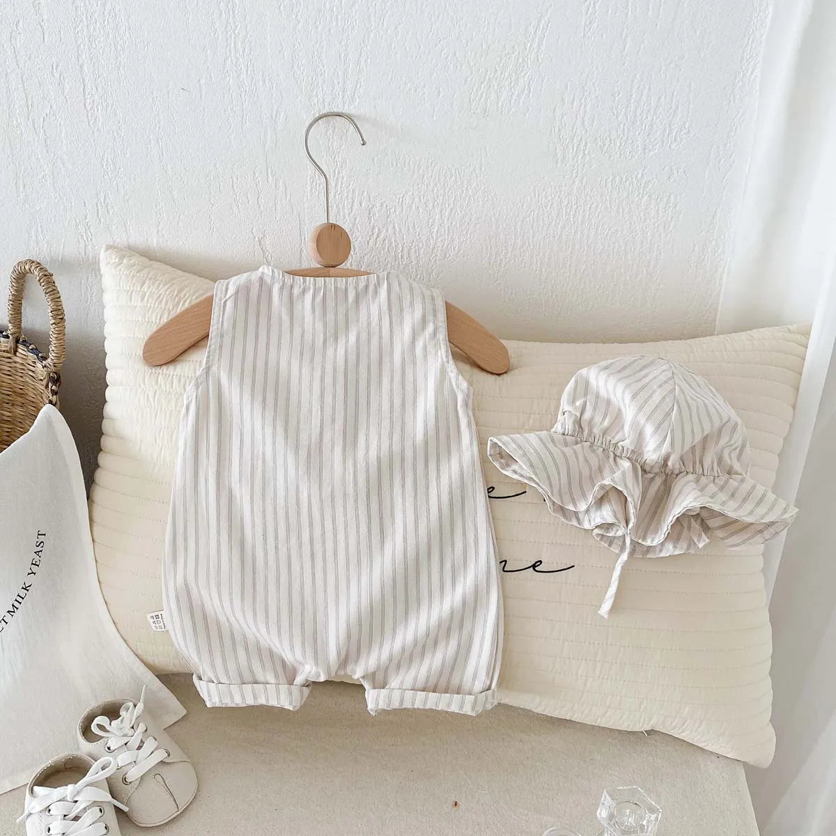 Striped Sleeveless Baby Romper Set