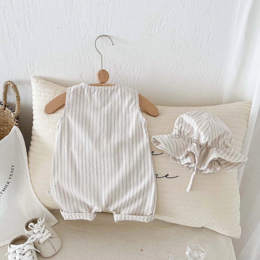 Striped Sleeveless Baby Romper Set, product view 2