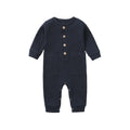 Waffle Knit Pocket Romper - Navy blue