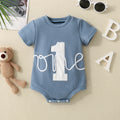 Embroidered Triangle Romper in Sky Blue for Baby Boys