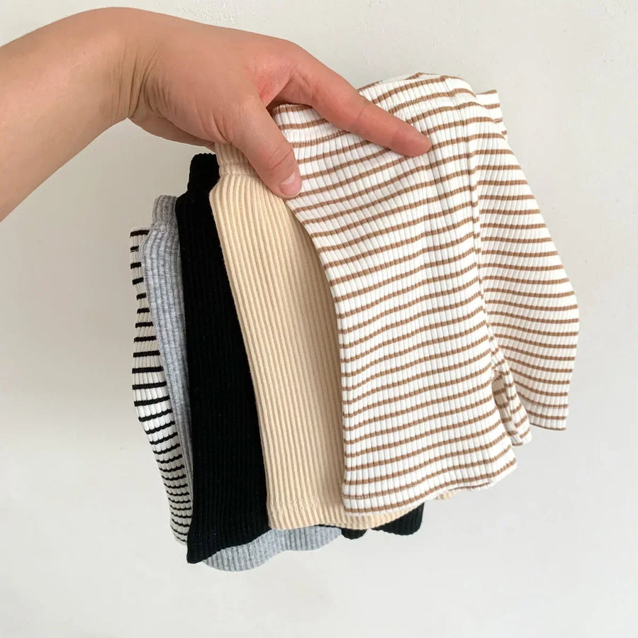 Striped Ribbed Elastic Baby Pants in multiple colors
