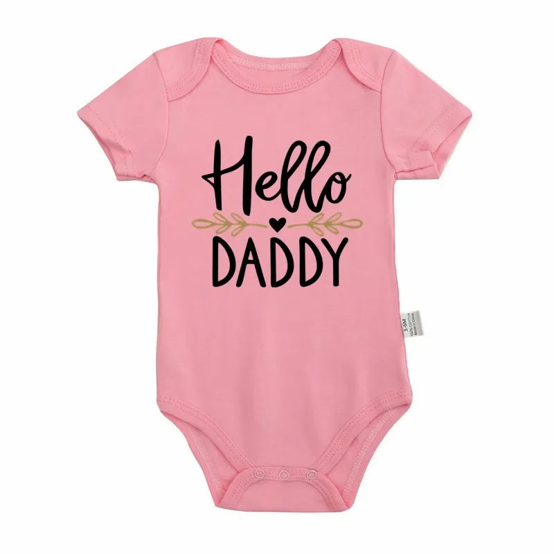 Hello Daddy Baby Announcement Romper letter-print detail