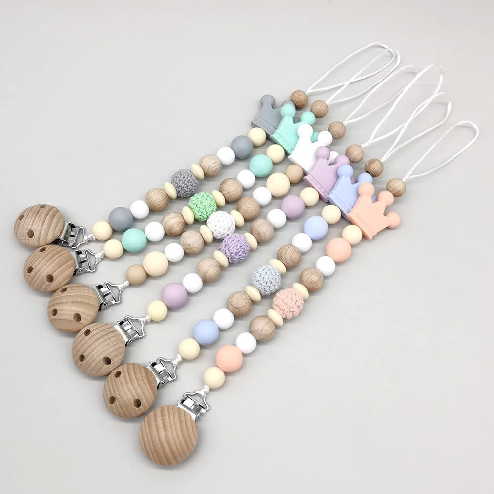 Wooden Bead Pacifier Clip
