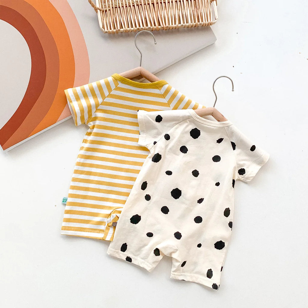 Close-up of 3D banana dot detail on baby romper