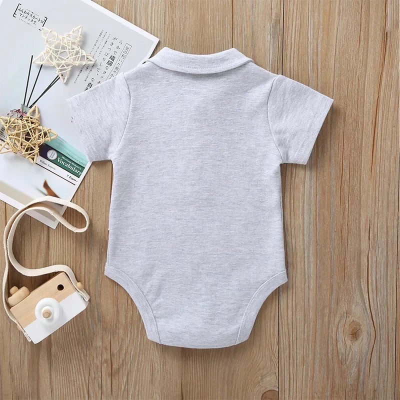 Solid Polo Romper in Gray