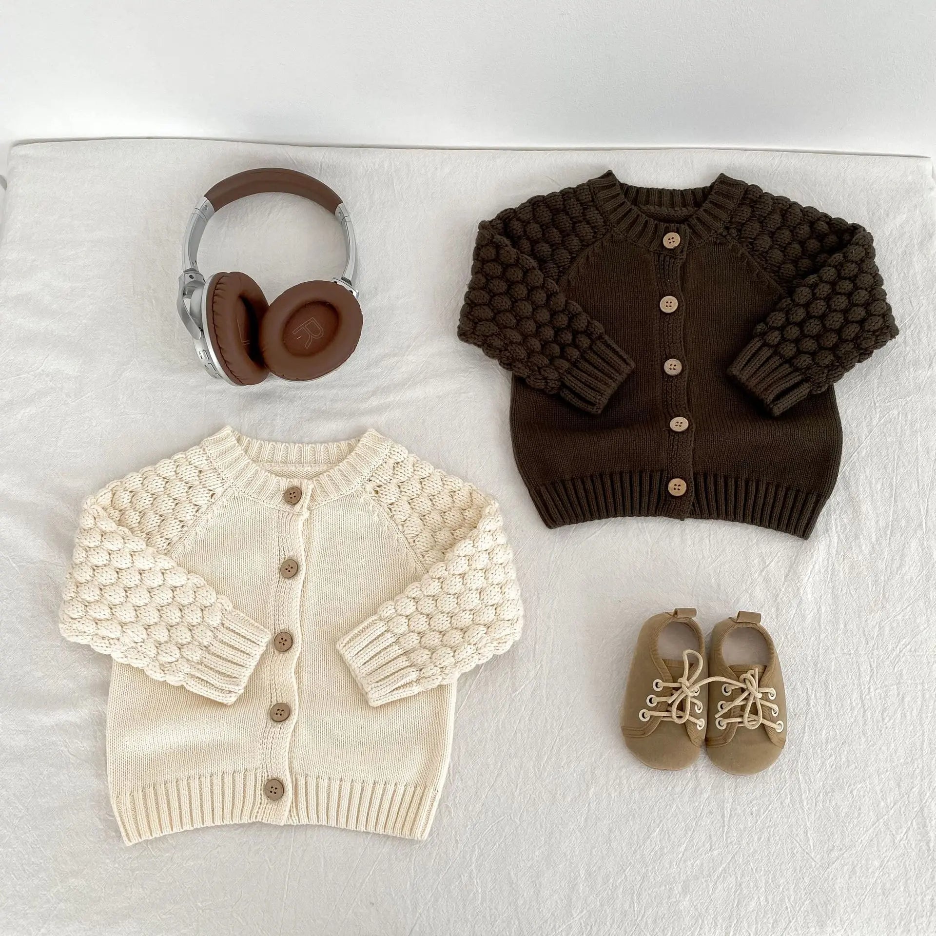 Baby Sweater Cardigan Thick Warm Winter Knit Coat with Long Sleeves