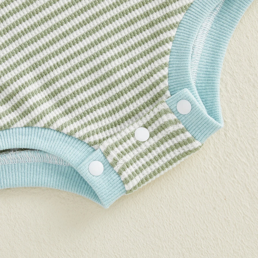 Striped print detail on baby romper