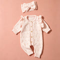 Baby Photography Featuring Pink Ruffle Sleeve Knit Romper Set
