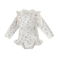 Princess Printed Ruffles Long Sleeve Swimsuit