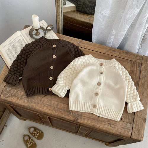 Baby Sweater Cardigan Thick Warm Winter Knit Coat with Long Sleeves